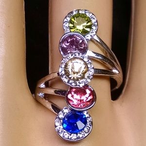 Rare Multi Color Shiney Rhinestones Ring